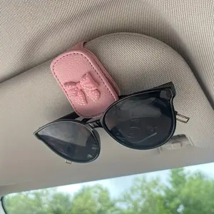 Bow Design Magnetic Glasses Clip, Car Sunshade Holder, Multi-functional Ticket Holder, Exquisite and Compact, Easy Installation, for Women Car Accessories