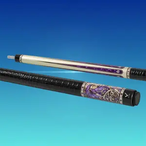 EVO BEAST Amethyst Lion Pool Cue - Carbon Fiber Shaft, Crocodile-Embossed Leather Wrap, Ultra-Stiff 3/8-8 Stainless Joint, 12.5 mm Tip, 19-19.5 oz