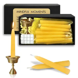 Yozu 20 Min Beeswax Meditation Candles, Includes Mini Candle Holder & 1pcs Wax Dots,  Yoga Prayer Mindfulness & Relaxation, 50 Pack