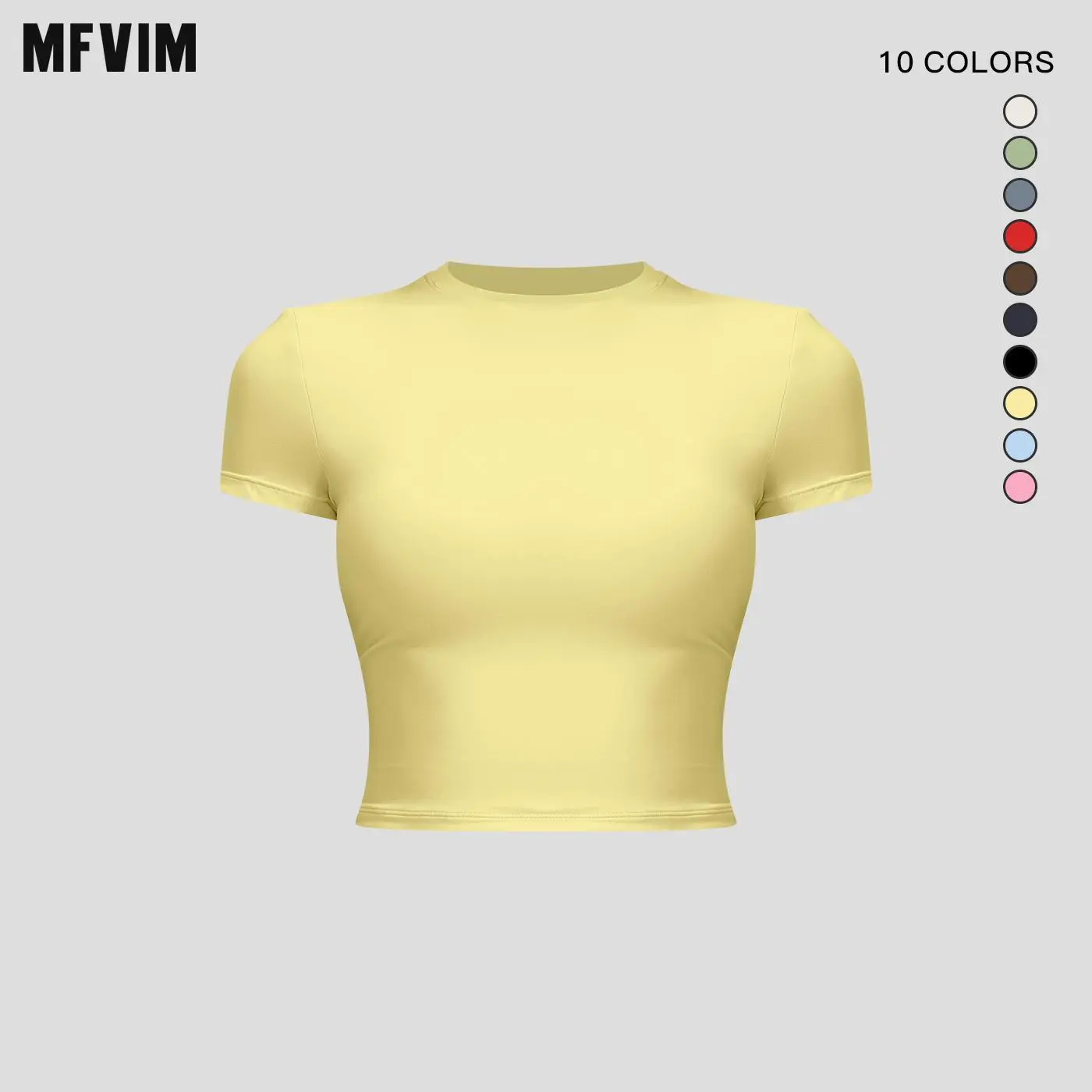 MFVIM Women's Solid Color Round Neck High-Stretch Comfortable Breathable Short Sleeve Sports Tee - T Shirts Women for Gym Workouts, Summer Sportswear Tops (Red),summerwins,travel essentials,camping essentials,back to school,back to school haul
