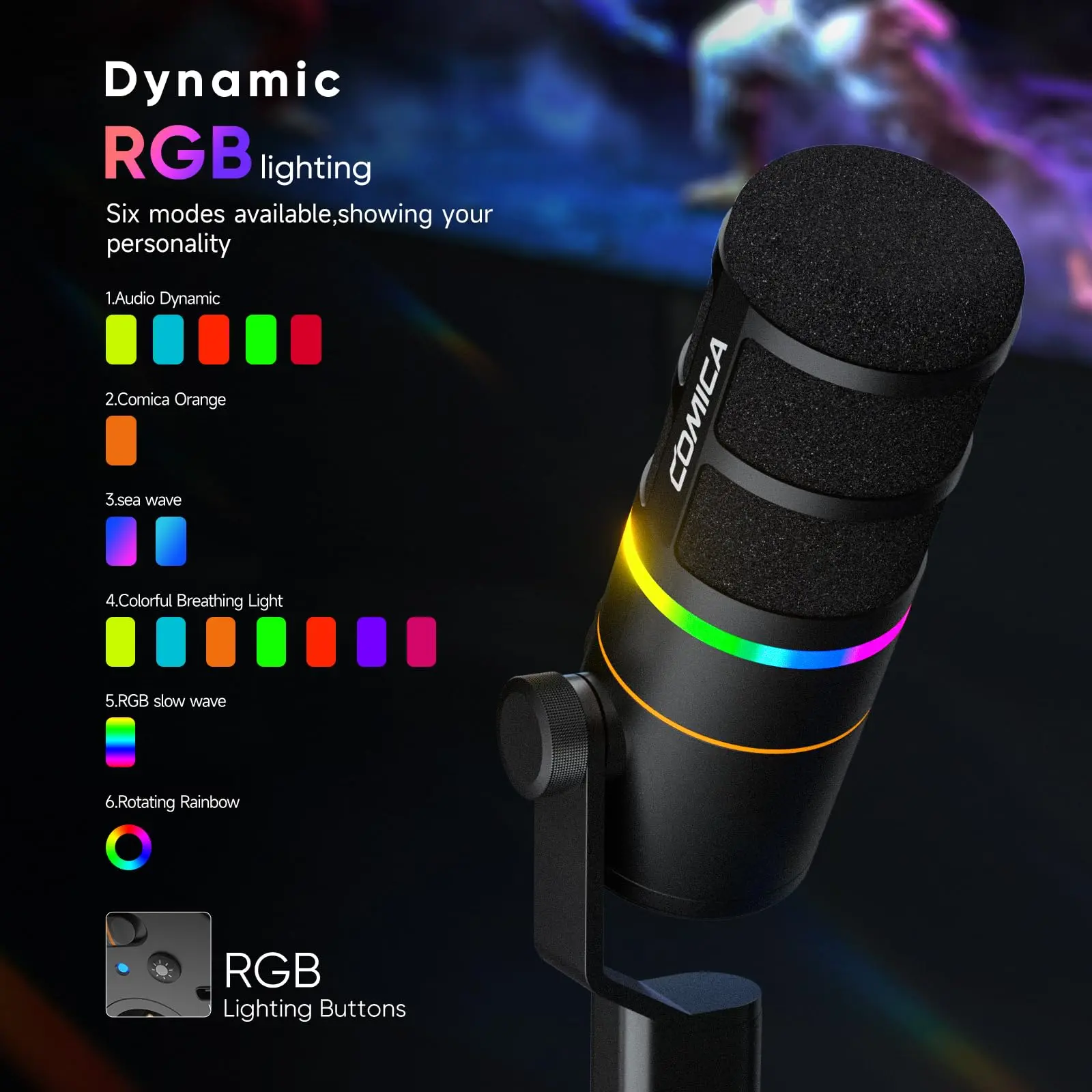 COMICA EJoy D10 PRO RGB Dynamic Wireless Gaming Microphone | XLR