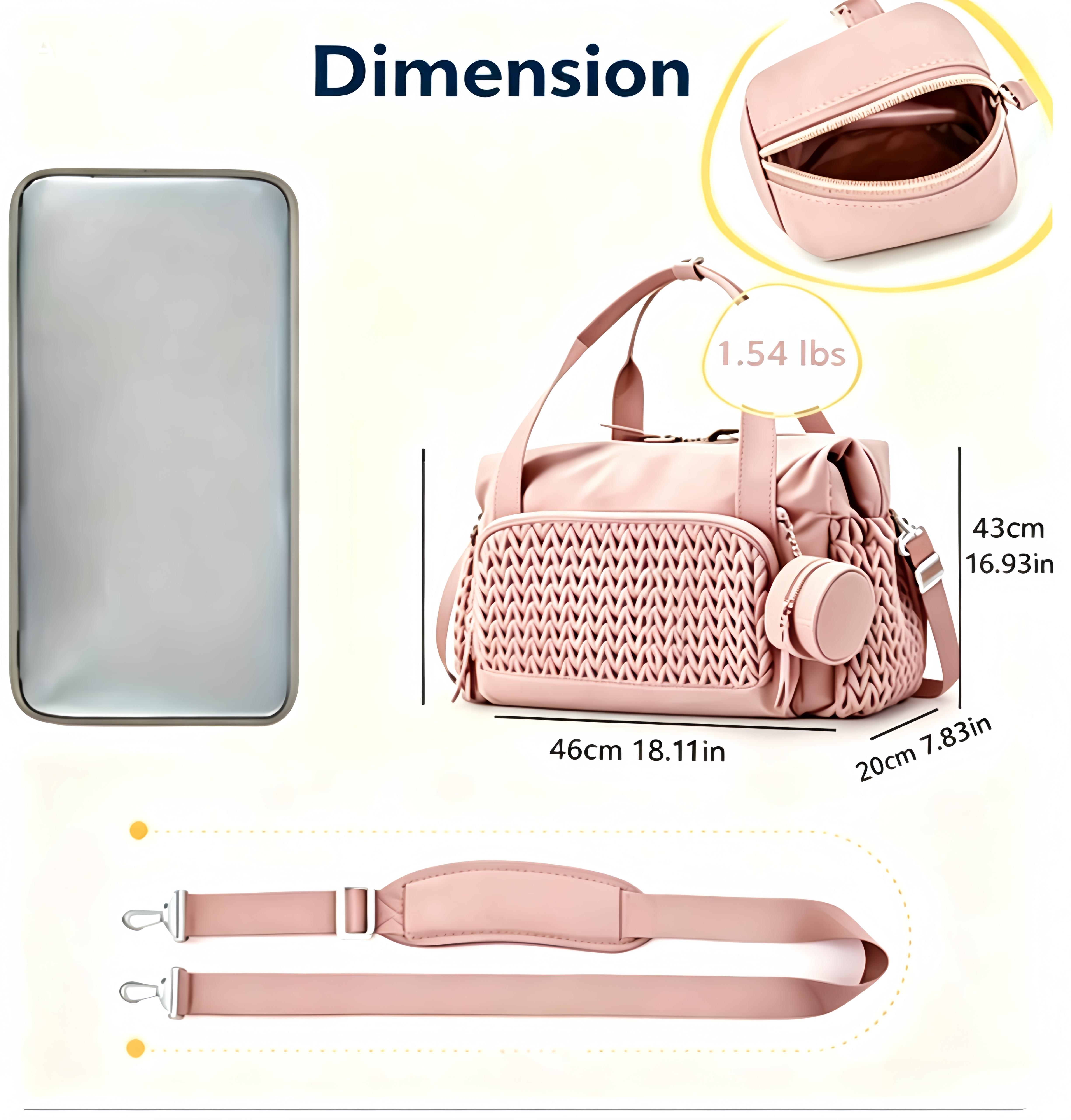 Unisex Expansible Neutral Style Tote Bag - Crossbody Strap, Zip Closure, Short-Term Business Travel, Lightweight Hand Carry, Fitness Mailman Storage Option