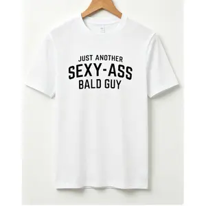 Bald Guy Print Men's Crew Neck Fashionable Short Sleeve Sports T-shirt, Comfortable And Versatile, For Summer And Spring, Athletic Style, Comfort Fit T-Shirt, As Gifts