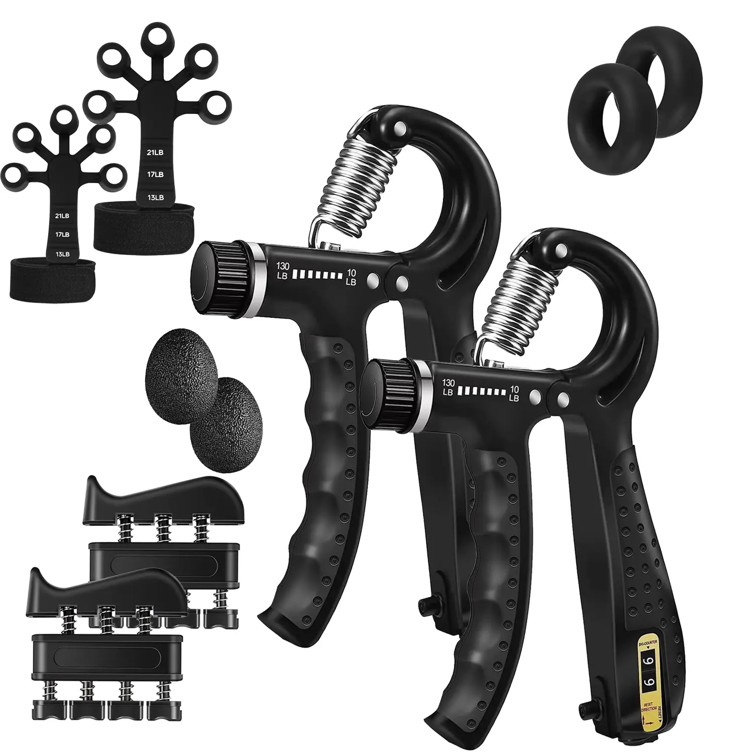Summergarden 5-Pack Grip Strength Trainer Kit - Adjustable Resistance Workout Hand Gripper, Finger Exerciser, Hand Extension Exerciser, Stress Relief Ball, Forearm Ring - Home Workout Gear for Muscle Building & Injury Recovery summerwins