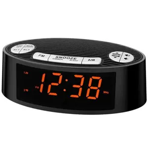 Digital ITOMA AM FM Alarm Clock Radio With Dual Alarm, Sleep Timer & Snooze Functions, Orange LED Display, 4-Level Dimming Option
