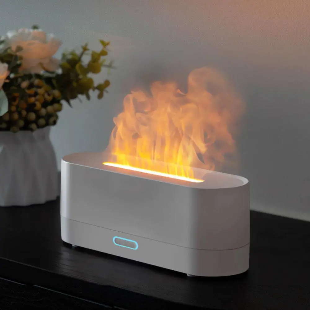 160ML Flame-Effect Aroma Diffuser, Portable USB-Powered Essential Oil Desktop Diffuser, Air Humidifier with 7-Color LED Light for Home and Office