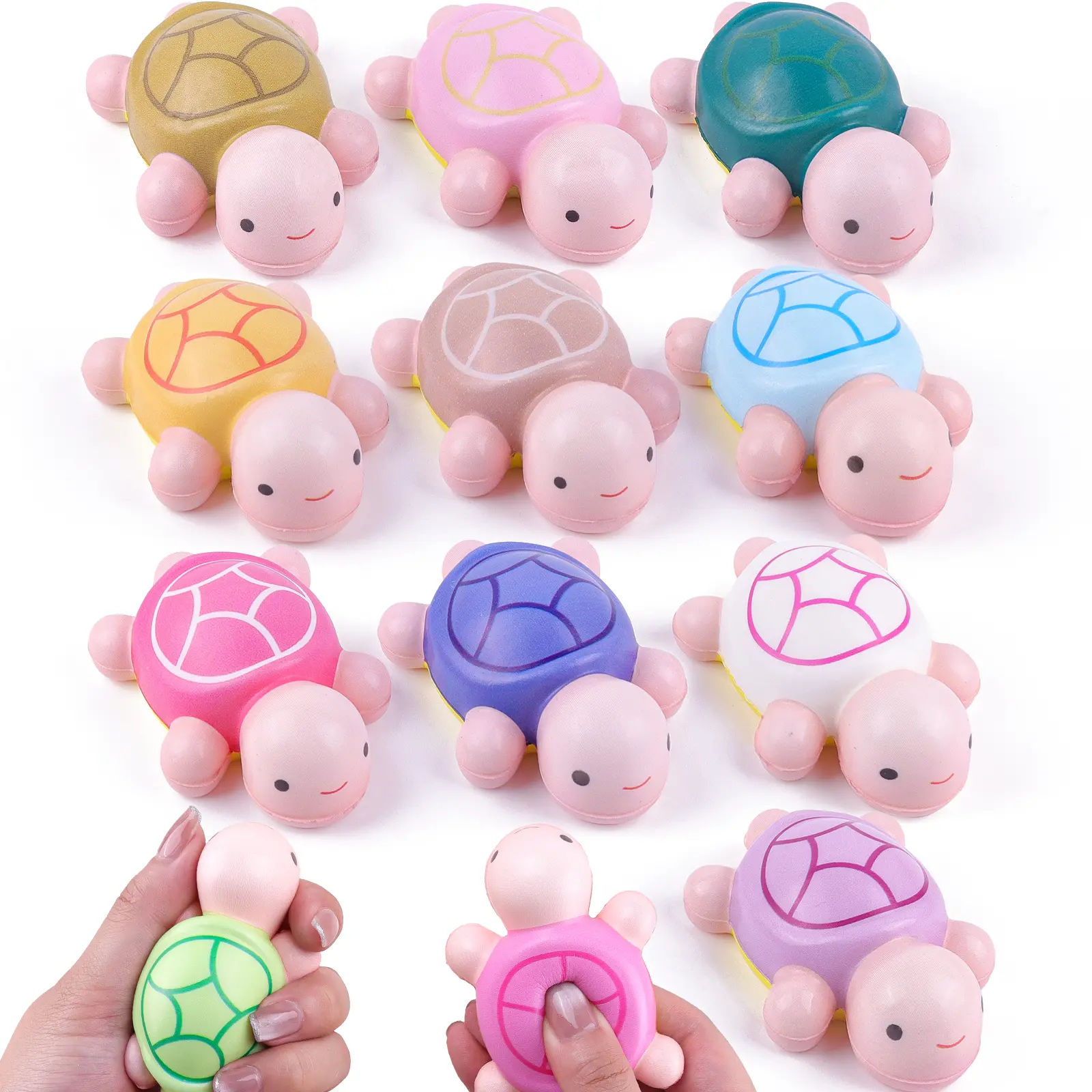 Anboor 12 Pcs Squishies Toy Turtle Stress Balls Squeeze Toys Foam Squishies Stress Relief for Adult Kid Toys Classroom Prizes Gift for Kids Parents Partner