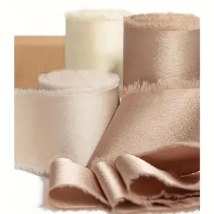 3 Rolls Chiffon Ribbon Gift Wrapped Rope Nude Silk Satin Ribbon for Wedding Invitations, Bridal Bouquets, and DIY Crafts Handmade Edge Ribbon for Festive and Home Deco 1.5" x 15 Yards - Home Improvement.