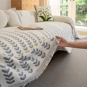 Nordic Style Thick Plush Sofa Throw Blanket, Arrow Pattern Fringe Decorative Couch Cover, Anti-Stain Wear-Resistant Easy Care Warm Multi-Purpose Rug, Couch Slipcover