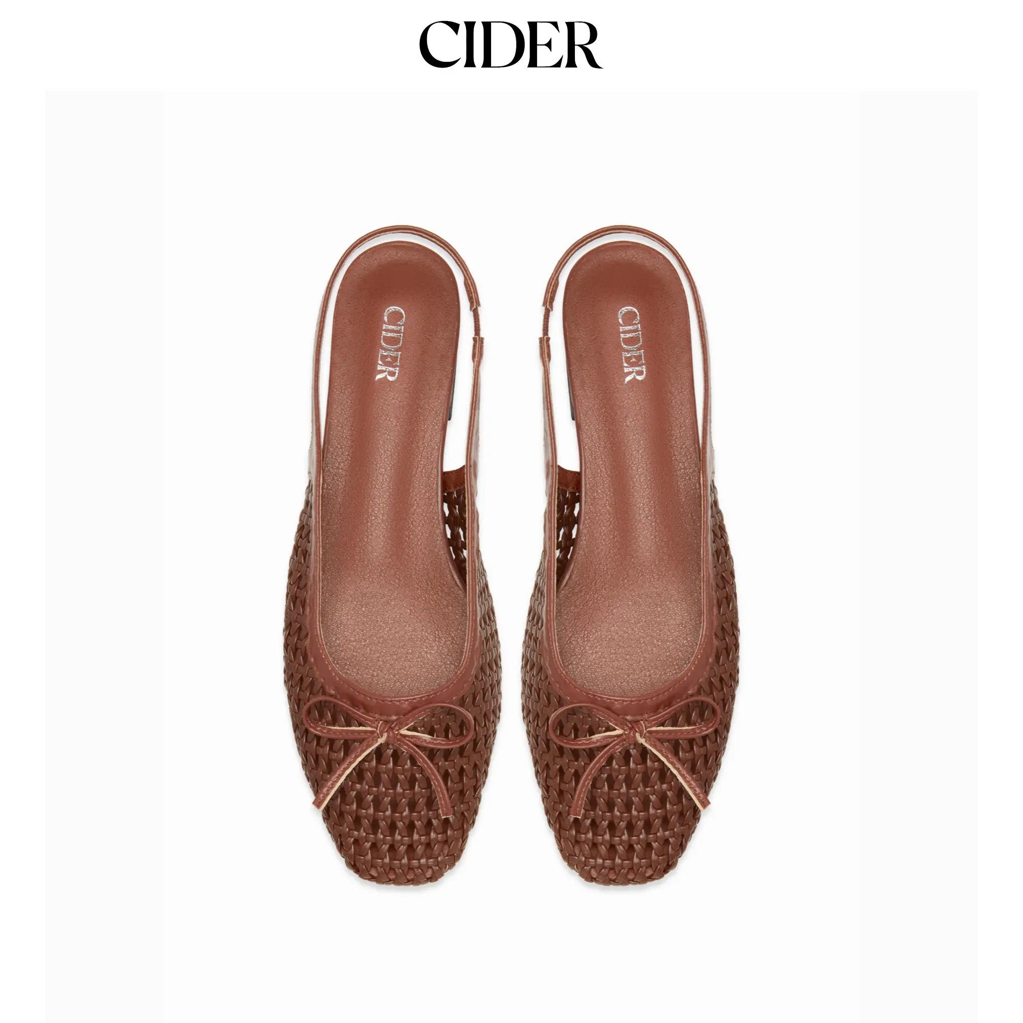 Cider BOWKNOT WOVEN SLINGBACK FLATS