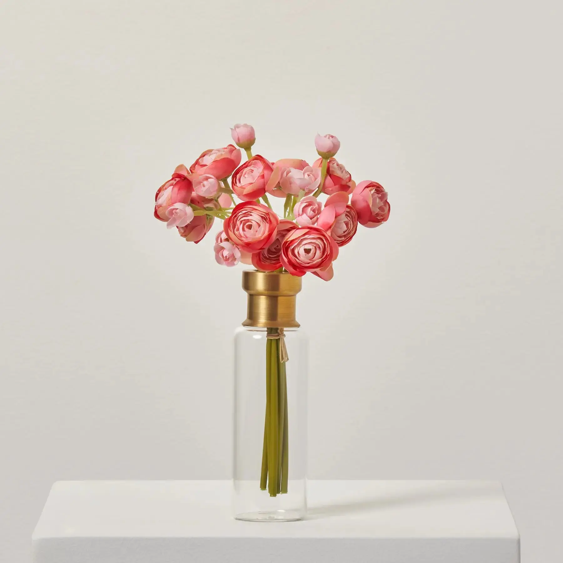 Decorative Artificial Pink Mini Silk Ranunculus Bouquet - 6 Stems, 10", Artificial Bouquets