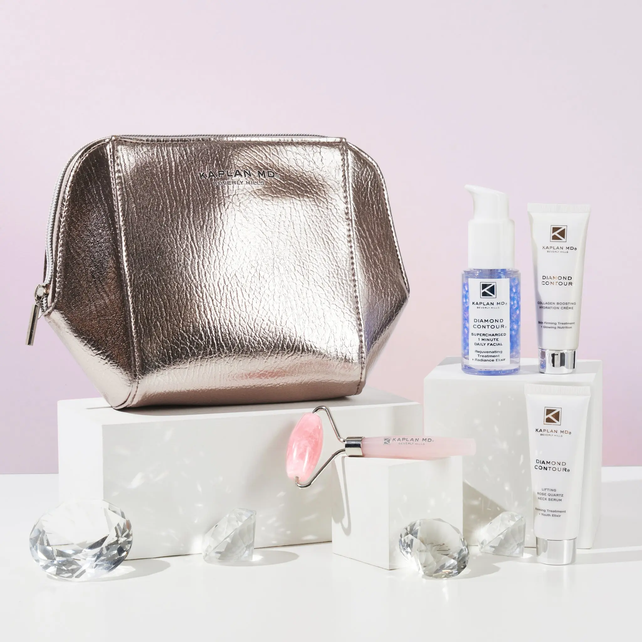 KAPLAN MD SKINCARE Diamond Contour 5-piece Discovery Kit - Smooth Anti Aging Applicator with Organic Radiant Polish & Hydrate Daily Facial Firming - $175 Value - Faux, Cosmetic Smoother
