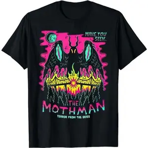 Cotton Short Sleeve Mothman' Shirt Halloween Shirts For Witches Wicked Clothes T-Shirt for Men Women Black Round Neck