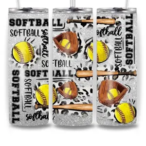 Softball life 20oz Stainless Steel Tumbler Durable Eco-Friendly 20-ounce Straight Tumbler with Customizable Prints for Hot or Cold Drinks