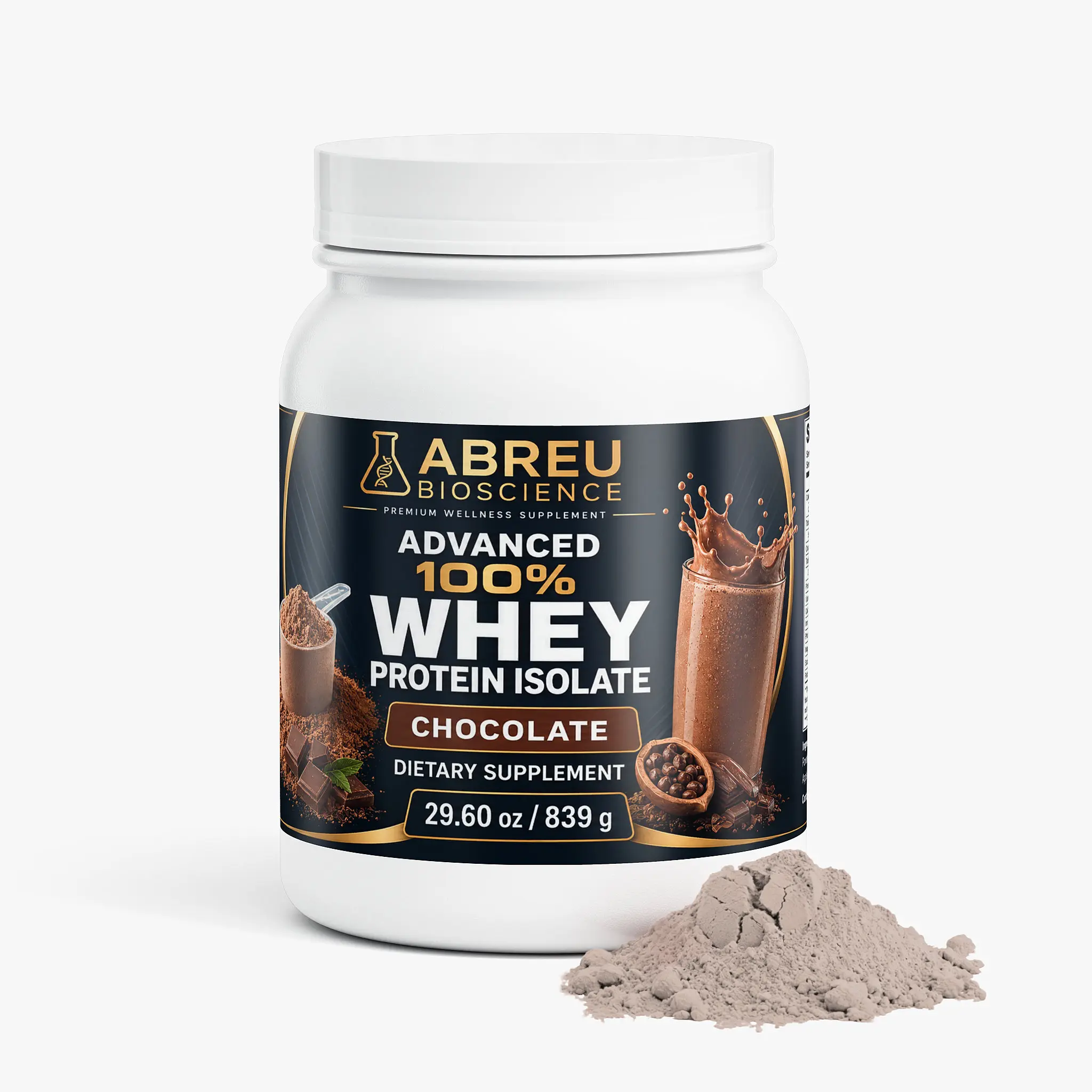 Abreu BioScience Advanced Pure Whey Protein Isolate Powder - Chocolate, Vanilla, 100% Powdered Protein Shake for Fitness Nutrition