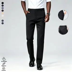 Minimalist men’s trousers with a drapey feel, slim straight cut, suitable for commuting, business, and casual wear
