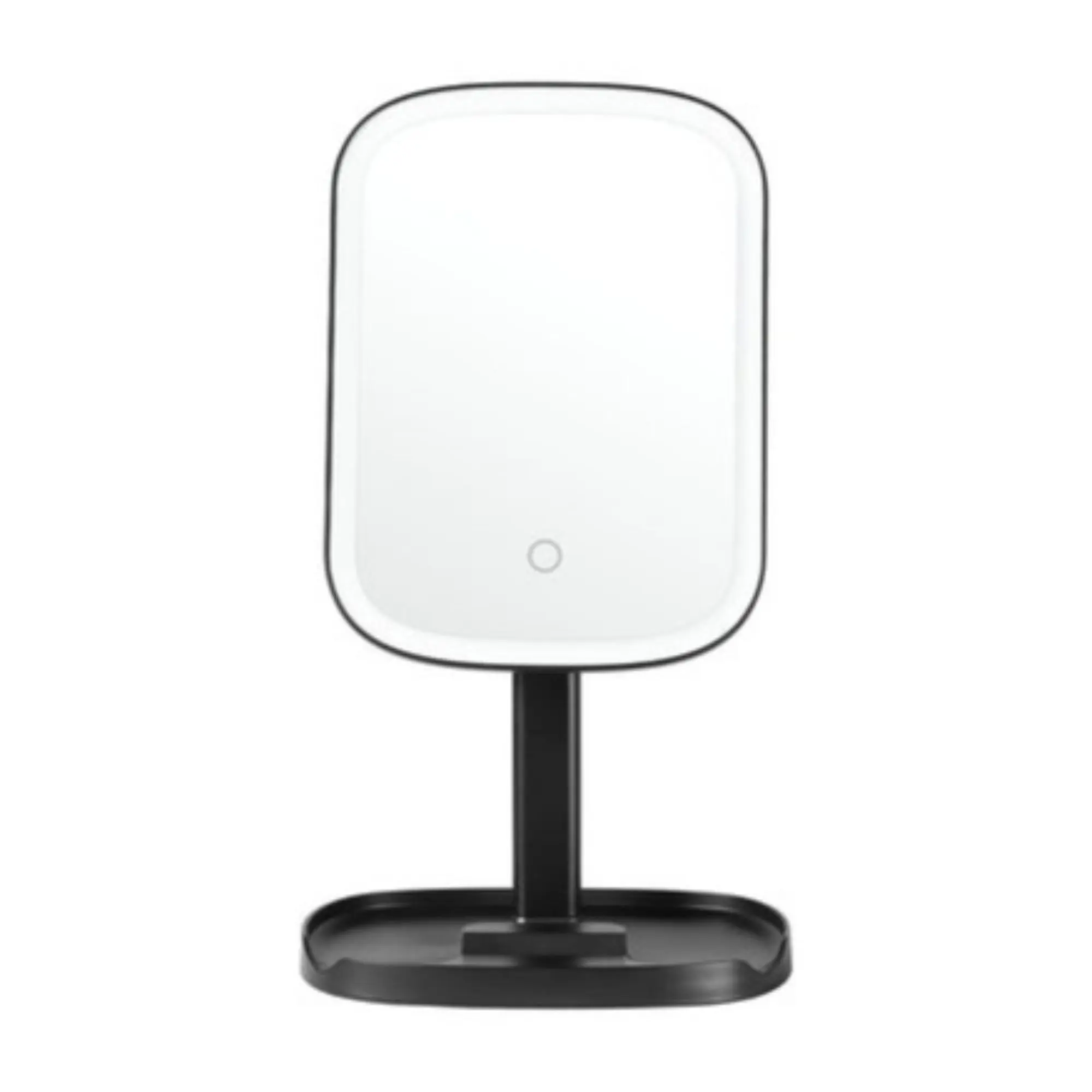 Rechargeable LED Makeup Touchscreen Vanity Mirror with Base Storage Aesthetic Clear. Cordless Crystal Flawless