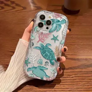 A Creative Turtle Swimming Design Phone Case, Suitable for Apple iPhone 16, 11, 12, 13, 14, 15, 15 Pro, 15 Plus, 15 Pro Max, 7 Plus, 8 Plus, X, Xs Max, Xr, 11 Pro, 12 Pro, 13 Pro, 14 Pro, 12 Mini, 13 Mini, 11 Pro Max, 12 Pro Max, 13 Pro Max, 14 Pro Max, 1
