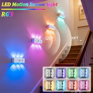 1/2/4 Piece LED Motion Sensor Wall Light with 6 Bulbs, USB Rechargeable Night Light for Indoor Decor, Multifunctional Ambient Lights, Ideal Gift for Home Use, RGB LED Mood Light, Atmosphere Lighting, Wall Mountable, Indoor Decorative Light