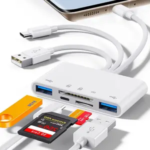 SD Card Reader for iOS/Android,Memory Card Reader with USB Camera Adapter,Plug and Play,Trail Game Camera Viewer,Supports SD/Micro SD/SDHC/SDXC/MMC,No App Required