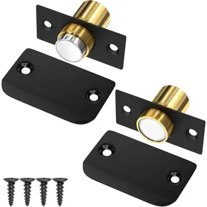 2 Pack Black Adjustable Magnetic Door Ball Catch Latch, Replacement Hardware for Invisible Closet Gate Pantry Roller Top Door Closing