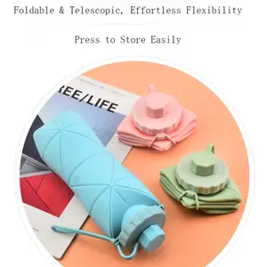 600ml Collapsible Silicone Water Bottle, BPA-free and leak-proof design, perfect for sports, outdoor activities, camping, hiking and travel, reusable, compact, portable, Lightweight, blue, green, pink, suitable for men and women