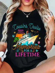 100% Cotton Unisex Cousin Cruise 2025 Making Memories For a Lifetime Matching T-Shirt