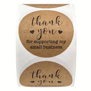 Thank You Supporting My Small Business Self Adhesive Sticker, Decal Sticker, 500pcs/roll Round Seal Label, Kraft Paper Label for Gift Box & Packaging & Shopping