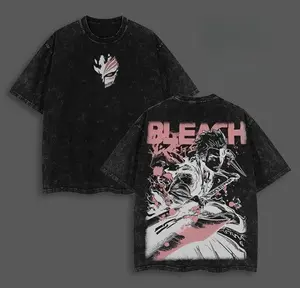 valentine shirts Kisetsu Wear Ichigo Kurosaki Oversized Graphic Tee Bleach Anime T-Shirt Bankai Form Streetwear Washed Lightweight Cotton Soft Unisex Apparel Outfits Men Graphic Tees Street Wear Men Gifts Gift for Anime Fans