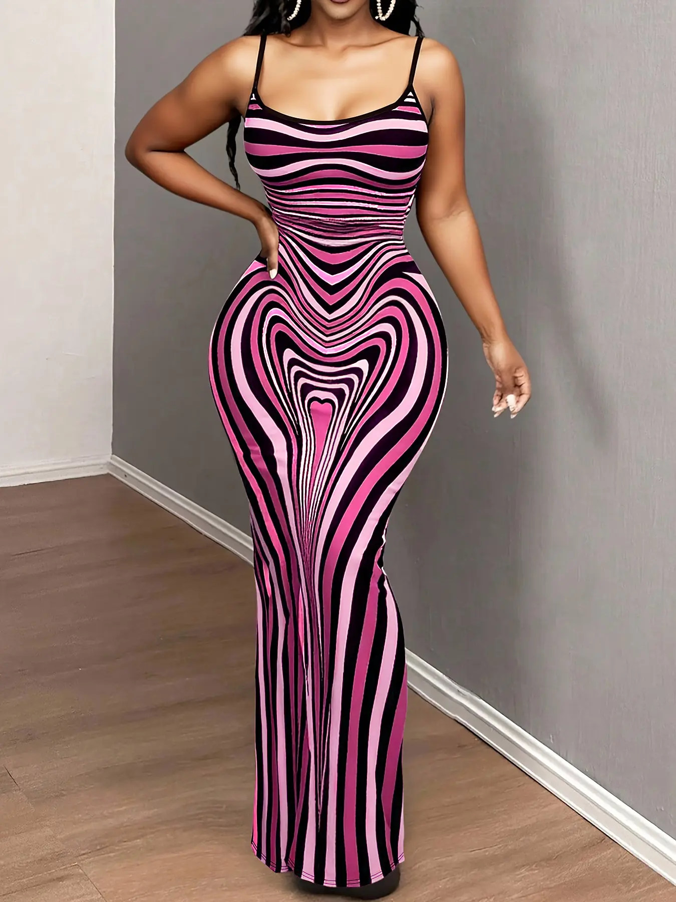 Fashion Sexy Thin Strap Backless Waist Cinching Tight-Fit Long Striped Printed Dress Piece, Womenswear Elegant All Season Women's Clothing - TikTok Shop Fashion Sexy Thin Strap Backless Waist Cinching Tight-Fit Long Striped Printed Dress Piece, Womenswear Elegant All Season Women's Clothing - TikTok Shop