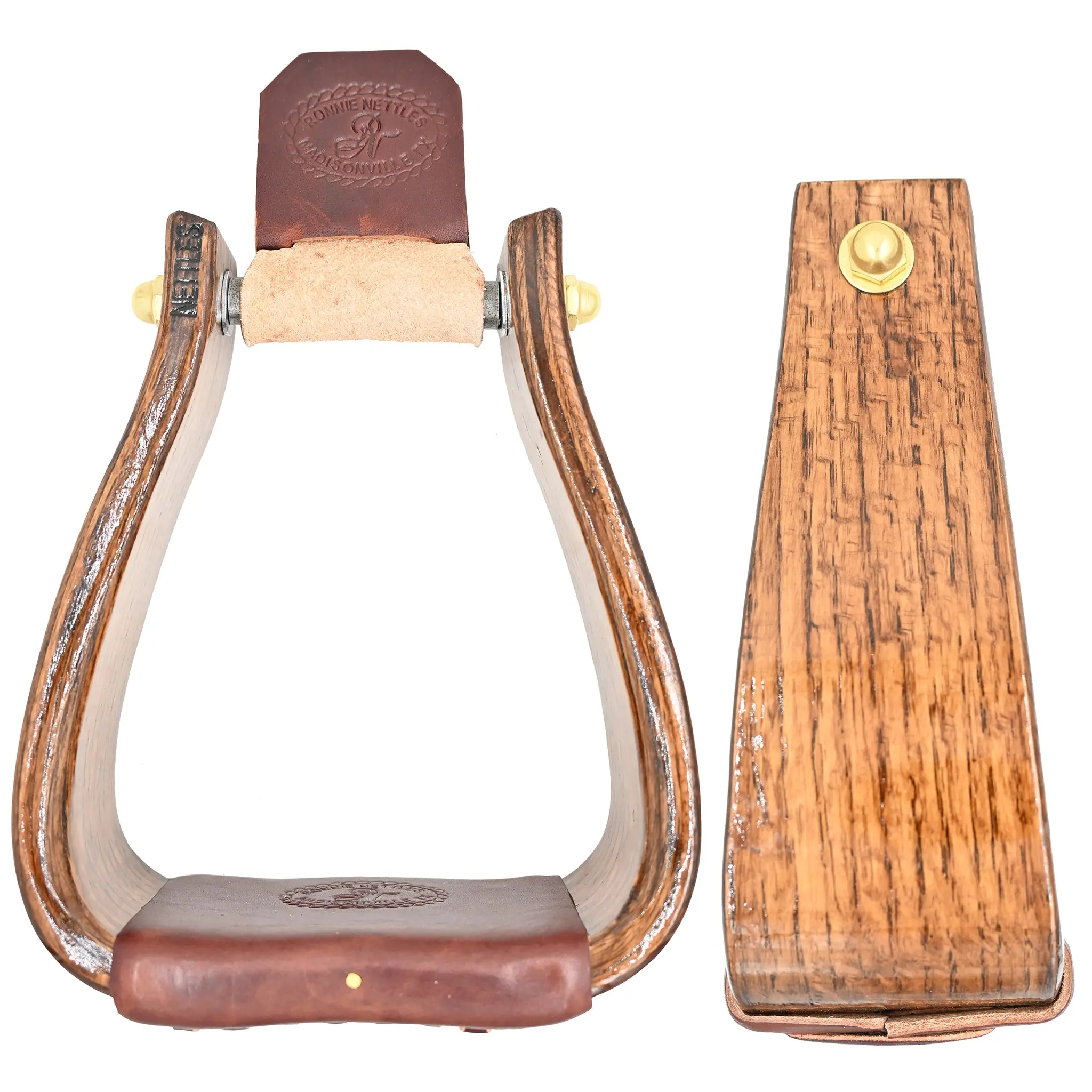Nettles 3" Cherry Varnish Deep Roper Wooden Stirrups