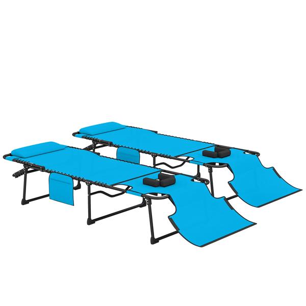 Folding Lounge Chairs - Sun Lounger for Two People with 5 Recline Positions & Reading Hole - Black/Blue Steel Frame - No Assembly Required - 264 lbs Capacity Folding Lounge Chairs - Sun Lounger for Two People with 5 Recline Positions & Reading Hole - Black/Blue Steel Frame - No Assembly Required - 264 lbs Capacity