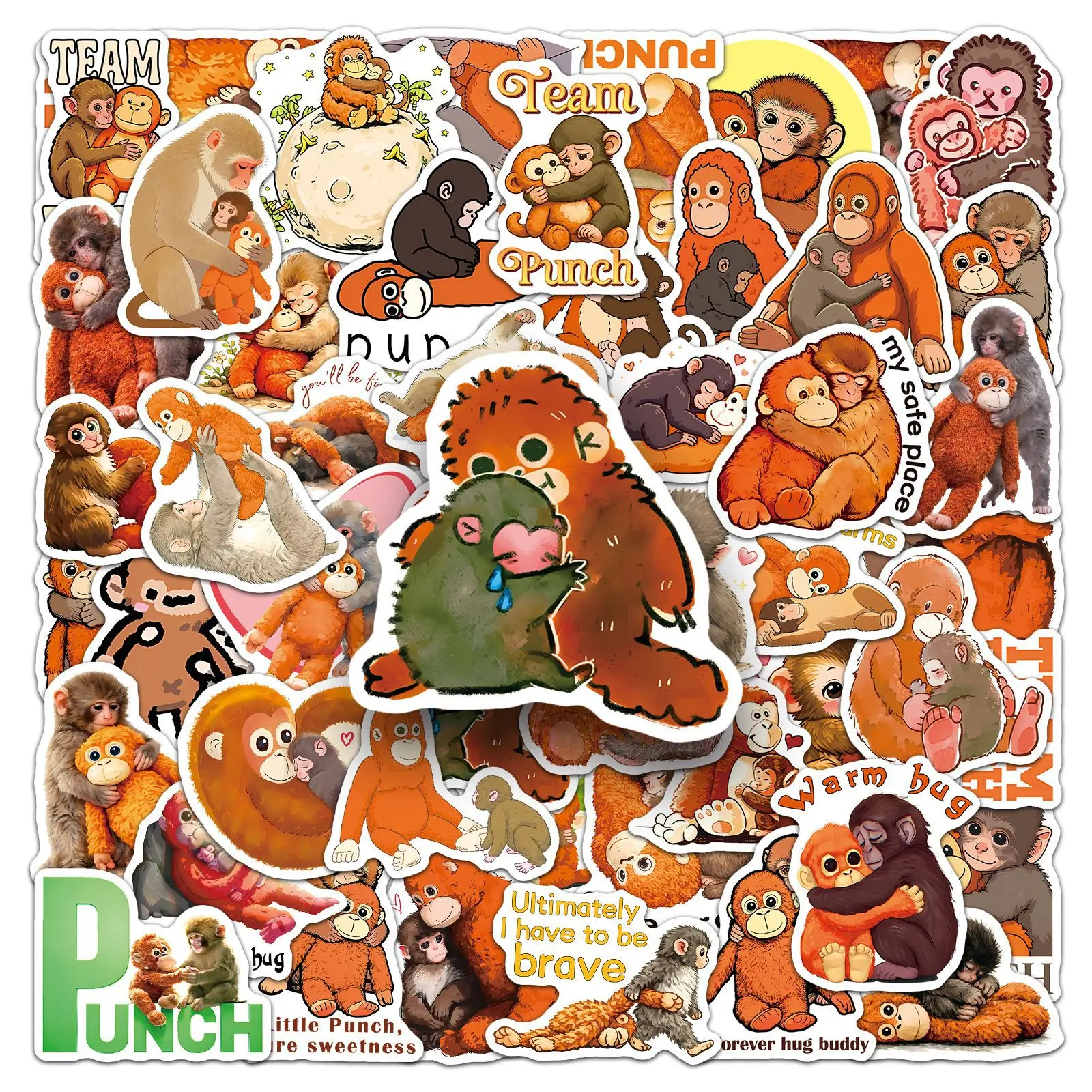 50-piece Monkey Sticker Set, Suitable for Scrapbooks, Diaries, Laptops, Water Bottles, Cars, and Other Designs Based on Beliefs.