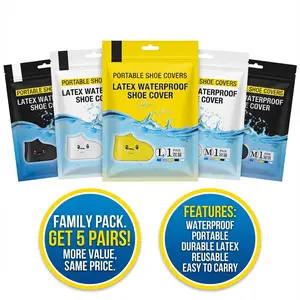 5-Pack Family Waterproof Silicone Shoe Covers, Reusable Non-Slip Overshoes for Rain, Outdoor, Hiking & Daily Commute, Durable Elastic Boot Protectors for Men & Women