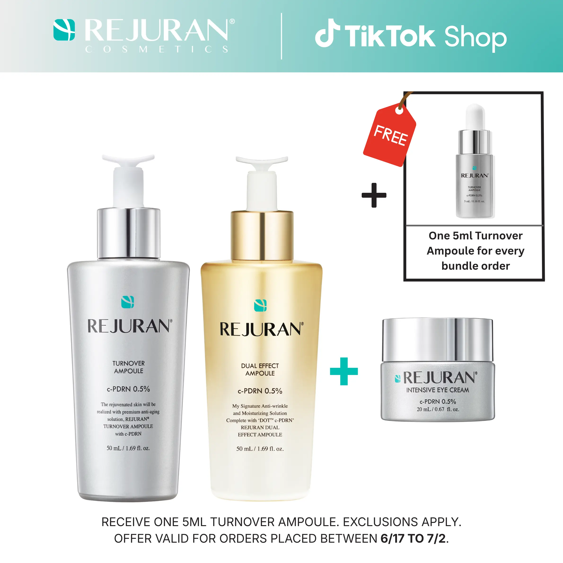REJURAN Turnover Ampoule 50ml & Dual Effect Ampoule 50ml Bundle 