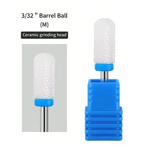 3/32 Inch Barrel Ball Medium Grit Ceramic Nail Drill Bit, Professional Ceramic Milling Cutter, Electric Manicure Pedicure Mill Bits, Nail Polishing Remover Machine File Nail Art Salon Accessories Tool