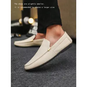 Men's Casual Loafers Penny Shoes, Slip-On Canvas Flat Shoes (One Size Smaller)
