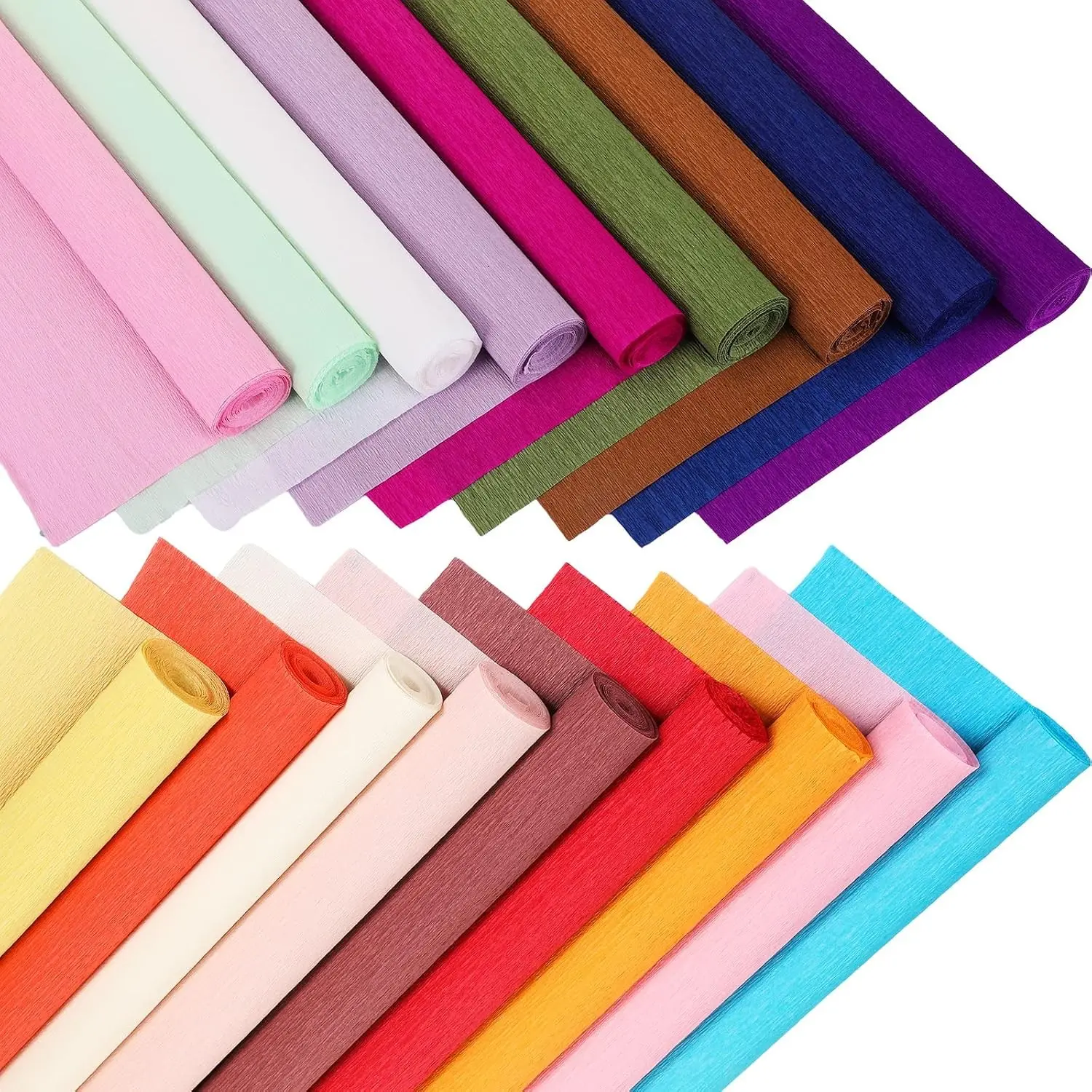 18 Rolls Crepe Paper Roll 20 Inch 8 Feet Wide Crepe Paper Streamer 70g DIY Flower Wrapping Supplies for Birthday Party Wedding Festival Ornament(Multicolor)