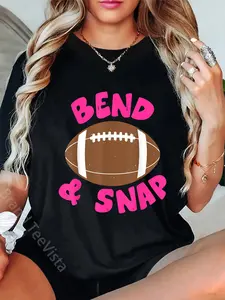 100% Cotton Funny Game Day Touchdown Season Cute Bend and Snap Football T-Shirt