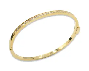 Skinny Steel Bangle - Minimalist Design with Zirconia Accents