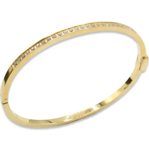 Skinny Steel Bangle - Minimalist Design with Zirconia Accents
