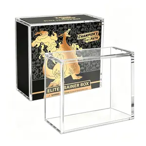8mm+5mm Thick Acrylic ETB Display Case with Metal Magnetic Lid, UV Blocking Dustproof Waterproof Sealed Storage Box, Stackable Clear Protector for TCG Cards, Booster Packs, Sports Cards, Action Figures and Blind Box Collectibles