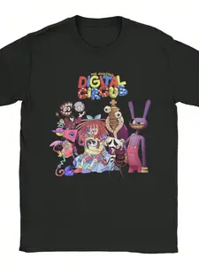 Amazing Digital Circus Graphic Tee | Cartoon Character Print T-Shirt for Men & Women | Trendy Casual Short Sleeve Streetwear Top | Fun Daily Outfit