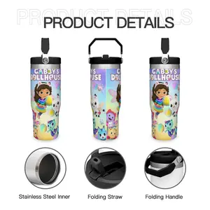 30 Ounce Gabby Dollhouse Themed Tumbler - Insulated Stainless Steel Water Bottle, Durable Thermos & Flask, Multi-Purpose Drinking Cup for Home, Office, School & Daily On-the-Go, Perfect Boyfriend Gift & Summer Cool Drinkware