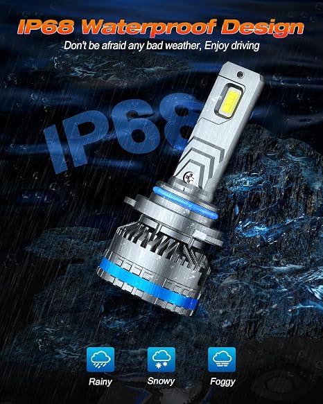 Fahren 9006/HB4 Automotive LED Headlight Bulbs, 150,000LM 120W 6500K Cool White Light, 1:1 Mini Fit Plug & Play, Dual Copper Pipe Cooling, CANbus Ready, IP68 Waterproof, 2 Pieces Fahren 9006/HB4 Automotive LED Headlight Bulbs, 150,000LM 120W 6500K Cool White Light, 1:1 Mini Fit Plug & Play, Dual Copper Pipe Cooling, CANbus Ready, IP68 Waterproof, 2 Pieces