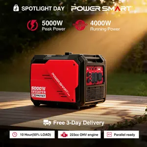 (Thunderstorms Ready)PowerSmart Electric Start 4800-5000 Watt Portable Inverter Generator with Wheels Handle Kit,Hurricane season,Heavy Duty Motor,CO Protect,Quiet,30 Amp for RV-Ready,Summervibes (DH5050E PS5046CE HB5046C)
