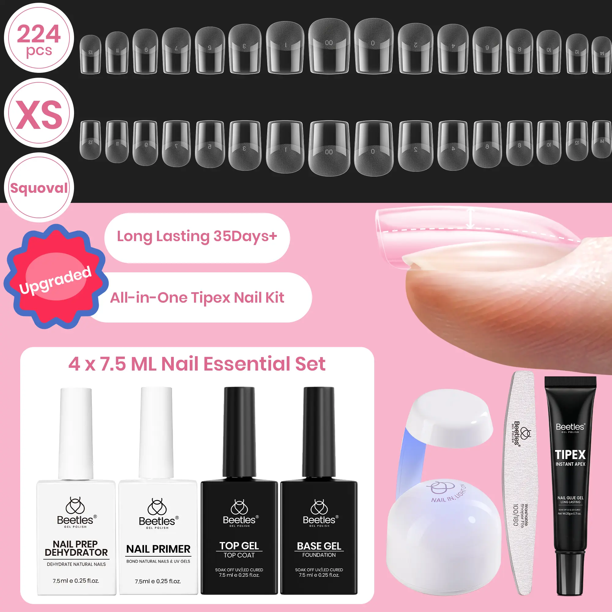 224PCS Extra Short Squoval All in One Kit