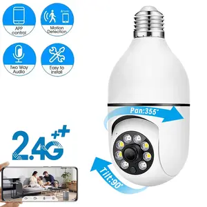 Home Surveillance 2.4G Camera, Wireless Bulb Mount Cam, Intelligent Motion Tracking, Flexible Rotatable Lens, Real-Time Two-Way Audio, Dual Storage Option, Multi-User Sharing for Residential Indoor Use