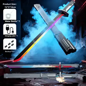 Cyberpunk and Display LED Light and Spray Effect, Sound Feedback, Sparkblade Sword with Sparks Perfect for Cosplay