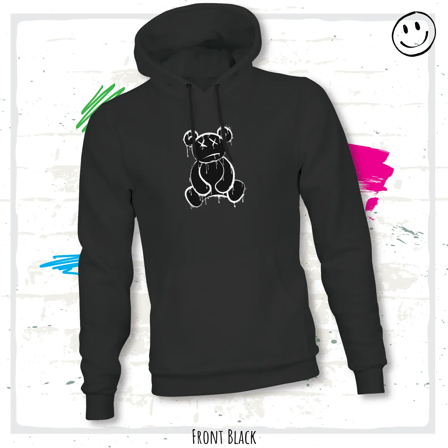 Three-Panel Fleece Hoodie (Meltdown Bear) Fabric Menswear
